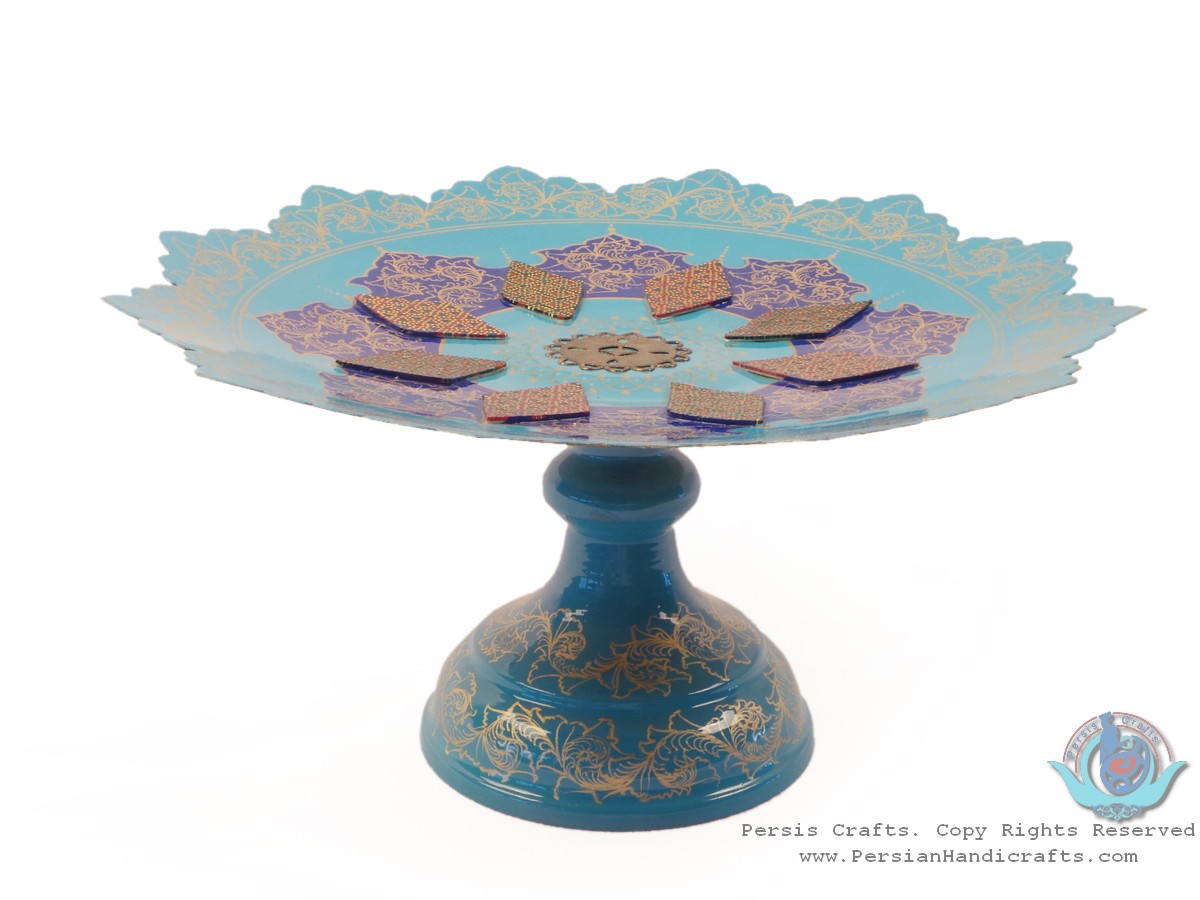 Modern Style Enamel & Khatam on Copper Pedestal Candy/Nut Dish HE3034